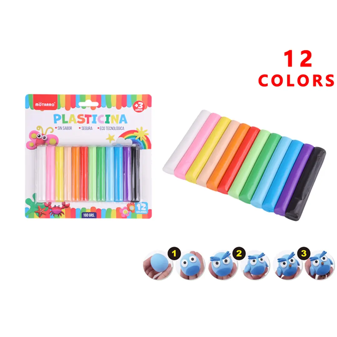 Plasticina Material Escolar 12 colores 160 grs