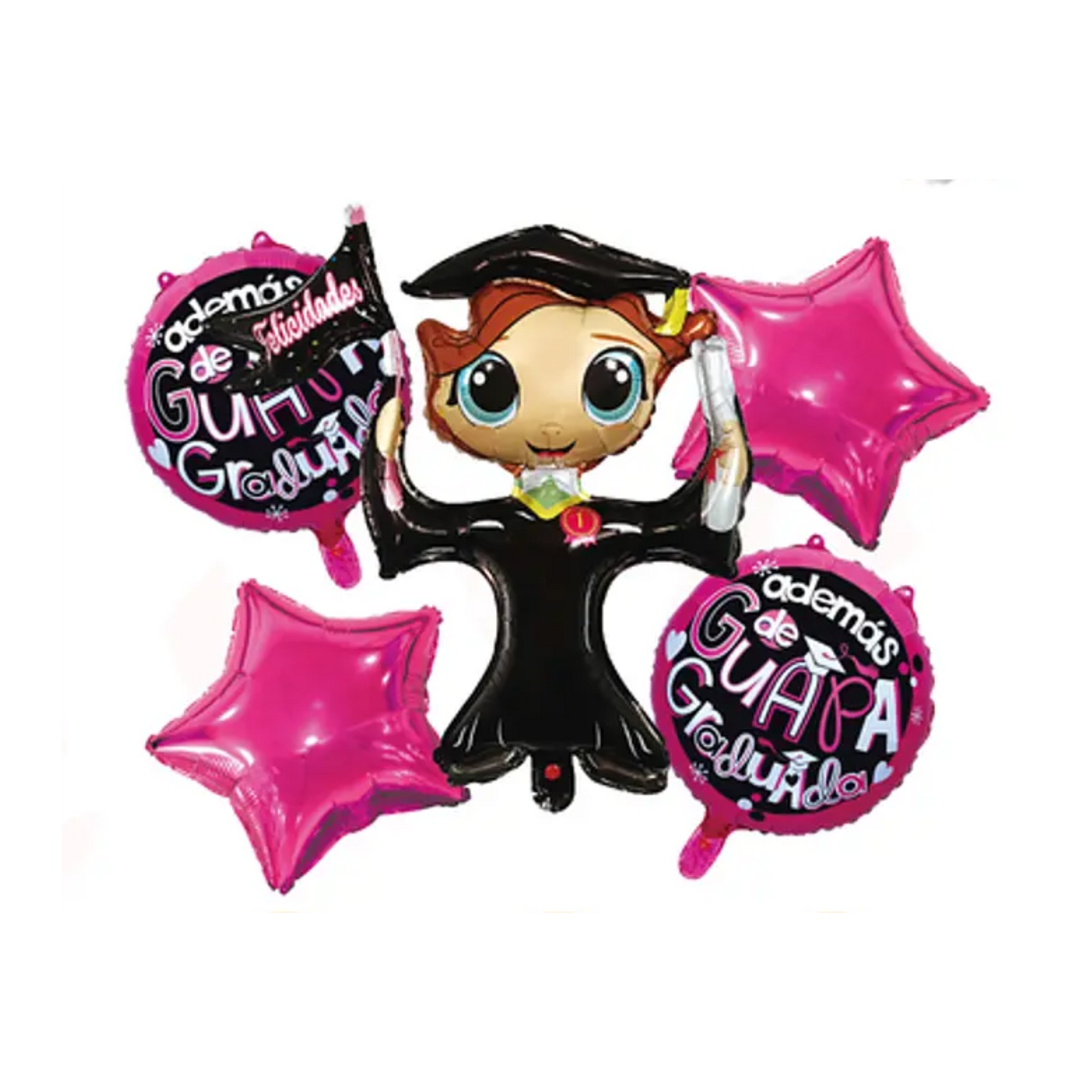 Set 5 globos foil Graduación Niña