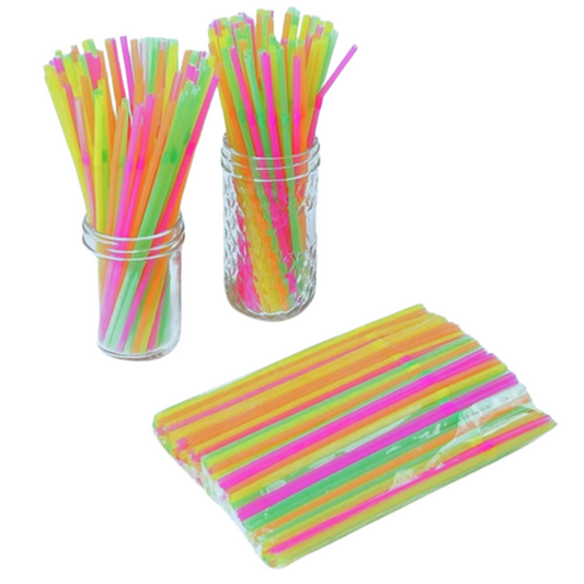 Bombillas Plásticas Multicolor Flúor  X100 Unidades