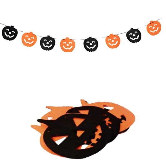 Decoración Halloween Guirnalda calabazas tela