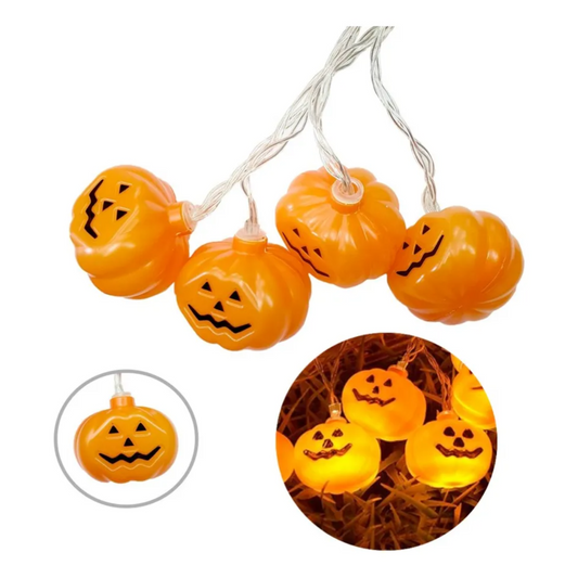 Luces Halloween Guirnaldas Calabazas Decoración a pilas 10 Un.
