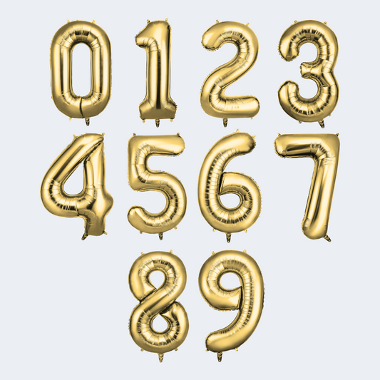 Globos Número Metalizado Dorado 32 cm