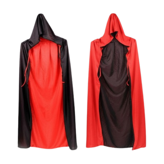 Capa doble tela con capucha 1,2 mt de largo roja-negra