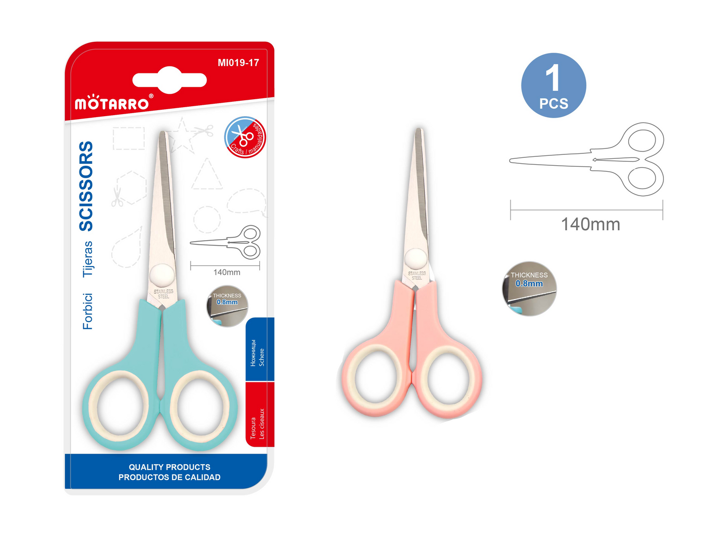 Tijeras 140 Mm Punta Fina Manualidades Útil Escolar