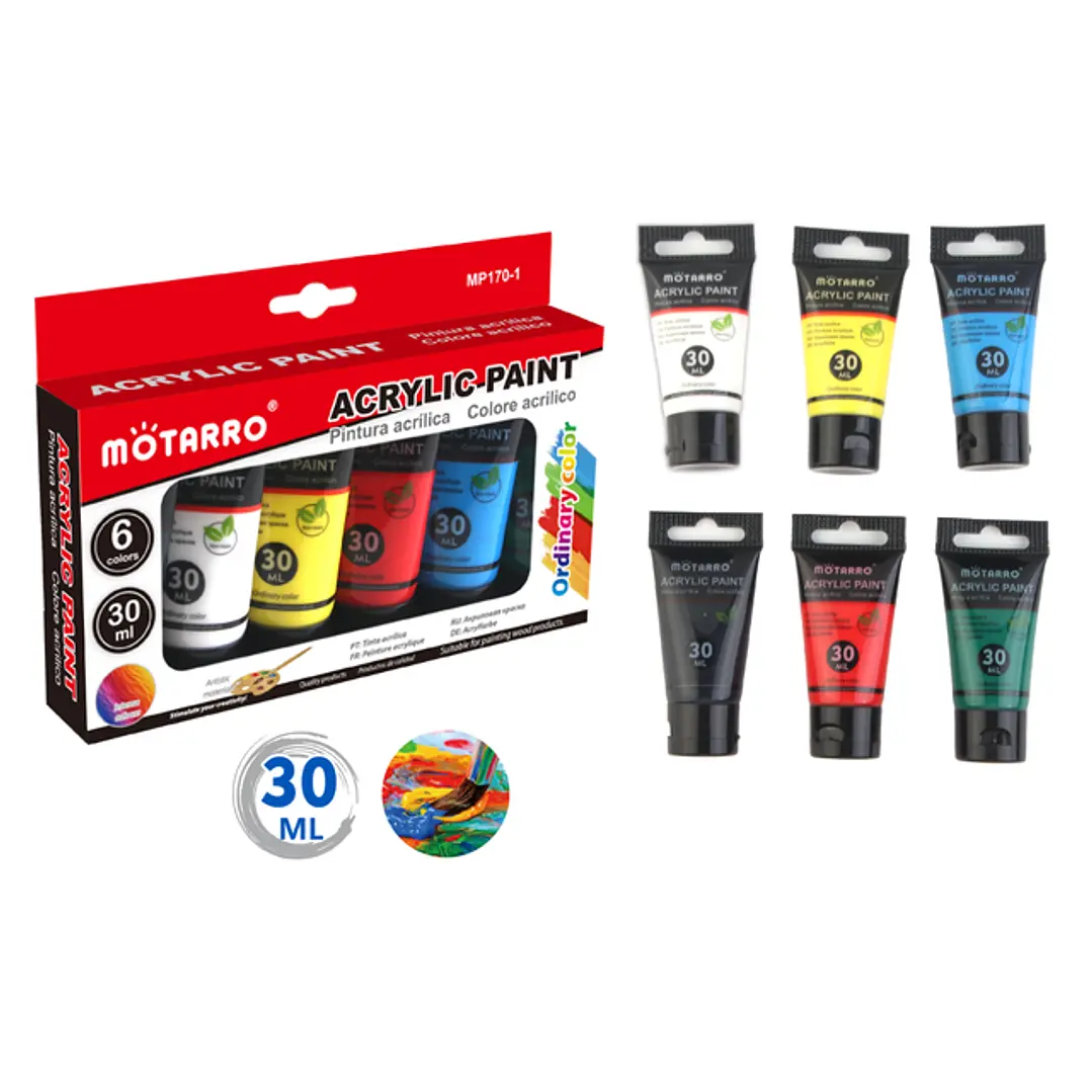 Set 6 Pinturas Acrílico Colores Primarios 30 ml