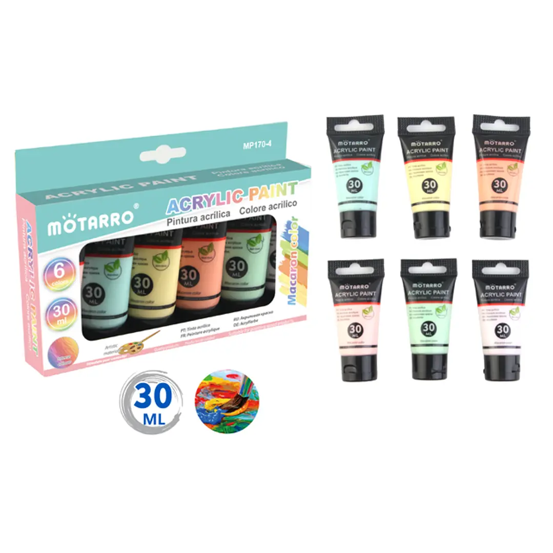 Set 6 Pinturas Acrílico Colores Pastel 30 ml