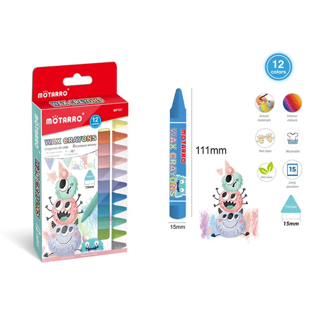 Lápices De Cera Triangulares 12 Unidades Para Arte