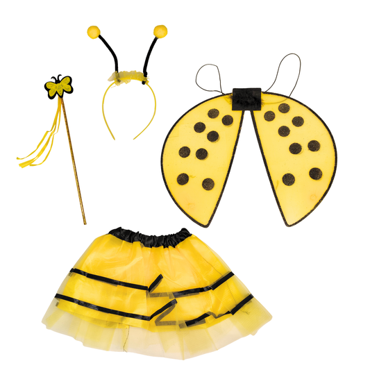 Disfraz Halloween Chinita amarilla Falda + Cintillo + Varita + Alas
