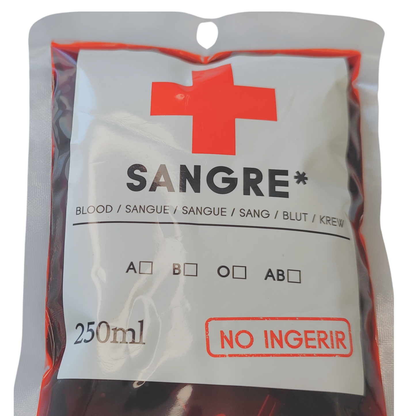 Sangre Falsa en bolsa transfusión Halloween