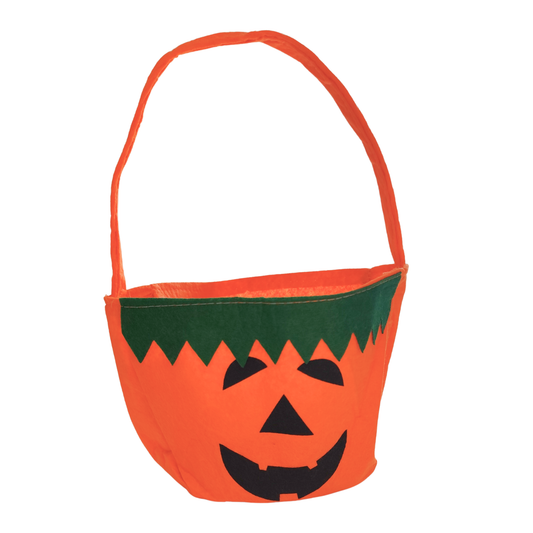 Balde para dulces diseño calabaza tela tnt 31x25 cm