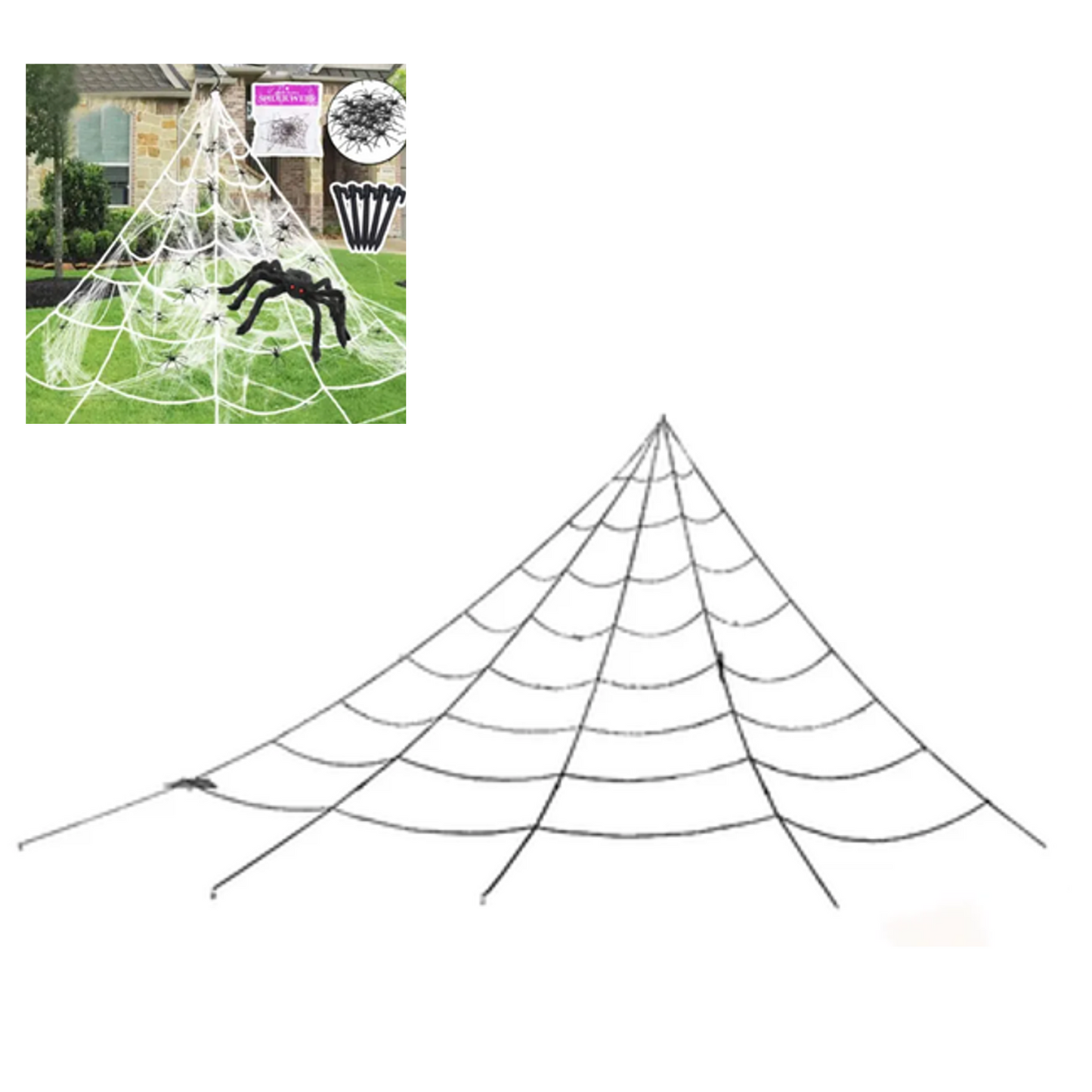 Telaraña Gigante Triangulo 5 Metros Halloween Decoración