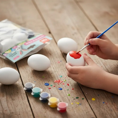 Kit Pintura Huevos De Pascua 10 Unidades + Tempera + Pincel