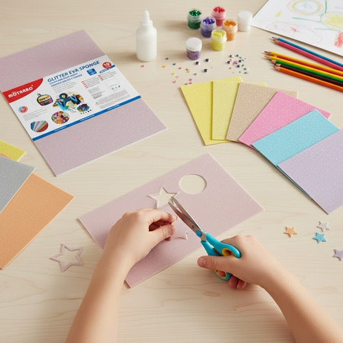 Goma Eva Escolar Glitter Colores Pastel 40x60 cm