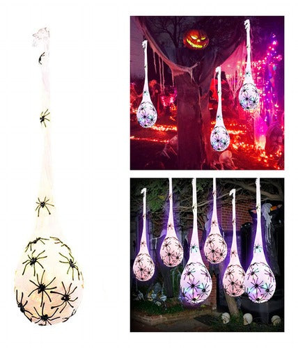 Huevo De Araña Con Luz Amarilla 1 Mt Decoración Halloween
