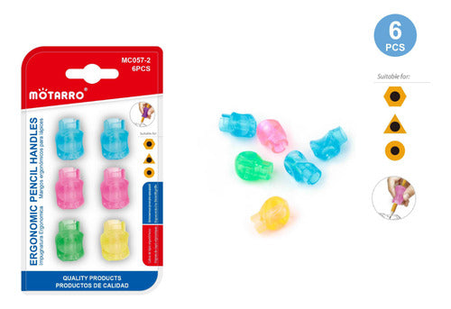 Pack 6 Mangos Ergonómicos Lápices Adaptables Útil Escolar