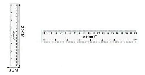 Regla Plástica Transparente 20 Cm Útil Escolar