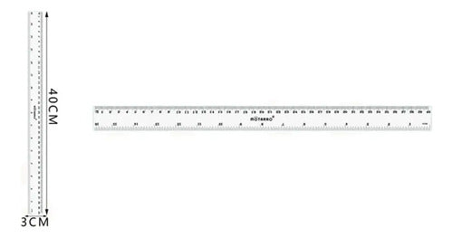 Regla Plástica Transparente 40 Cm Útil Escolar