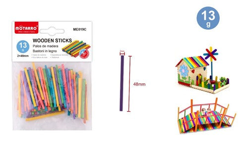 Palitos De Madera De Colores 48 Mm Para Manualidades Escolar