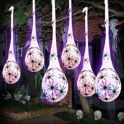 Huevo De Araña Con Luz Amarilla 1 Mt Decoración Halloween