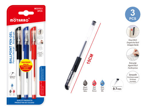 Pack 3 Lápiz Gel Bolígrafos 0.7mm Colores