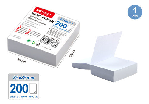 Taco De Notas 200 Hojas 85x85mm Blanco Oficina Escolar