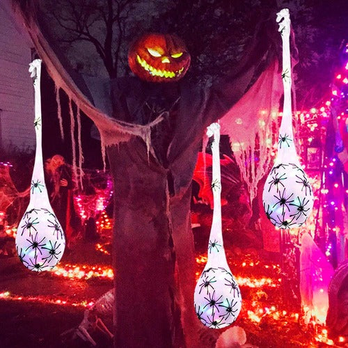 Huevo De Araña Con Luz Amarilla 1 Mt Decoración Halloween