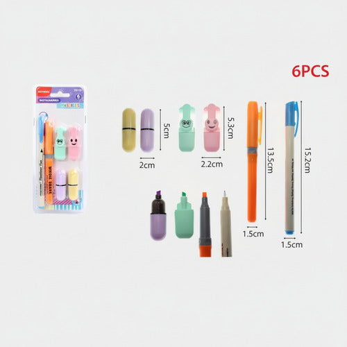 Pack 6 Destacadores Diferentes Modelos Uso Escolar