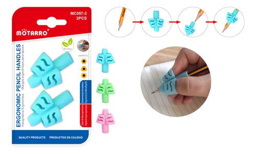 Pack 2 Mangos Ergonómicos Lápices Adaptables Útil Escolar