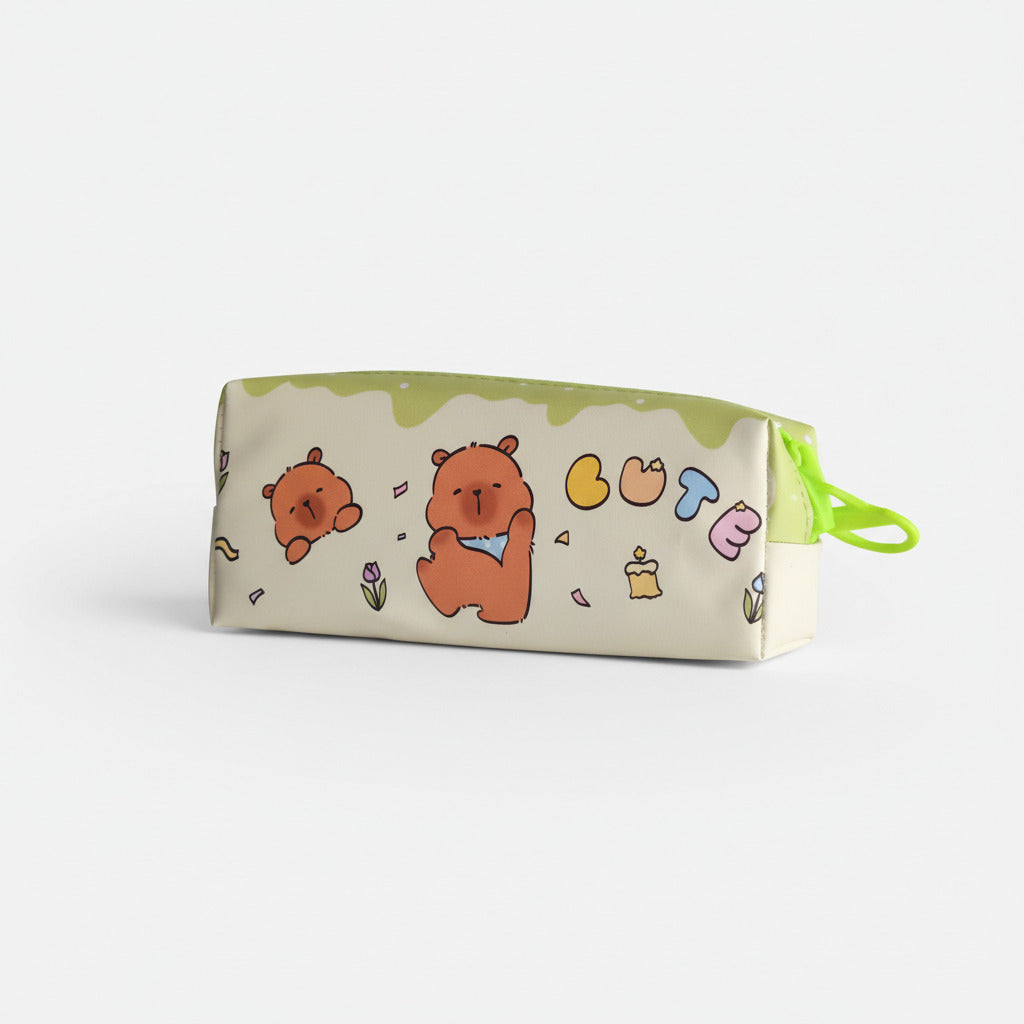 Estuche Escolar Capibara Kawaii Gran Cierre Capacidad 21 Cm
