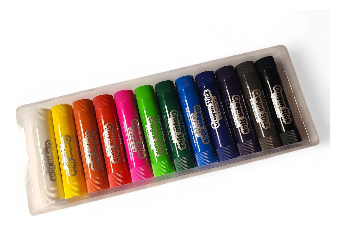 Lápices de Cera Barra Stick Retráctil 12 Unidades Colores Metálicos