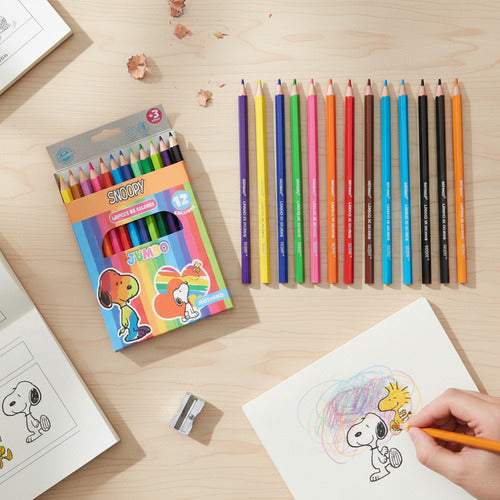 Lápices de colores jumbo Snoopy 12 unidades