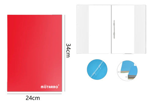 Carpeta Cartón Forro Plástico Oficio Con Acoclip 24x34 Cm