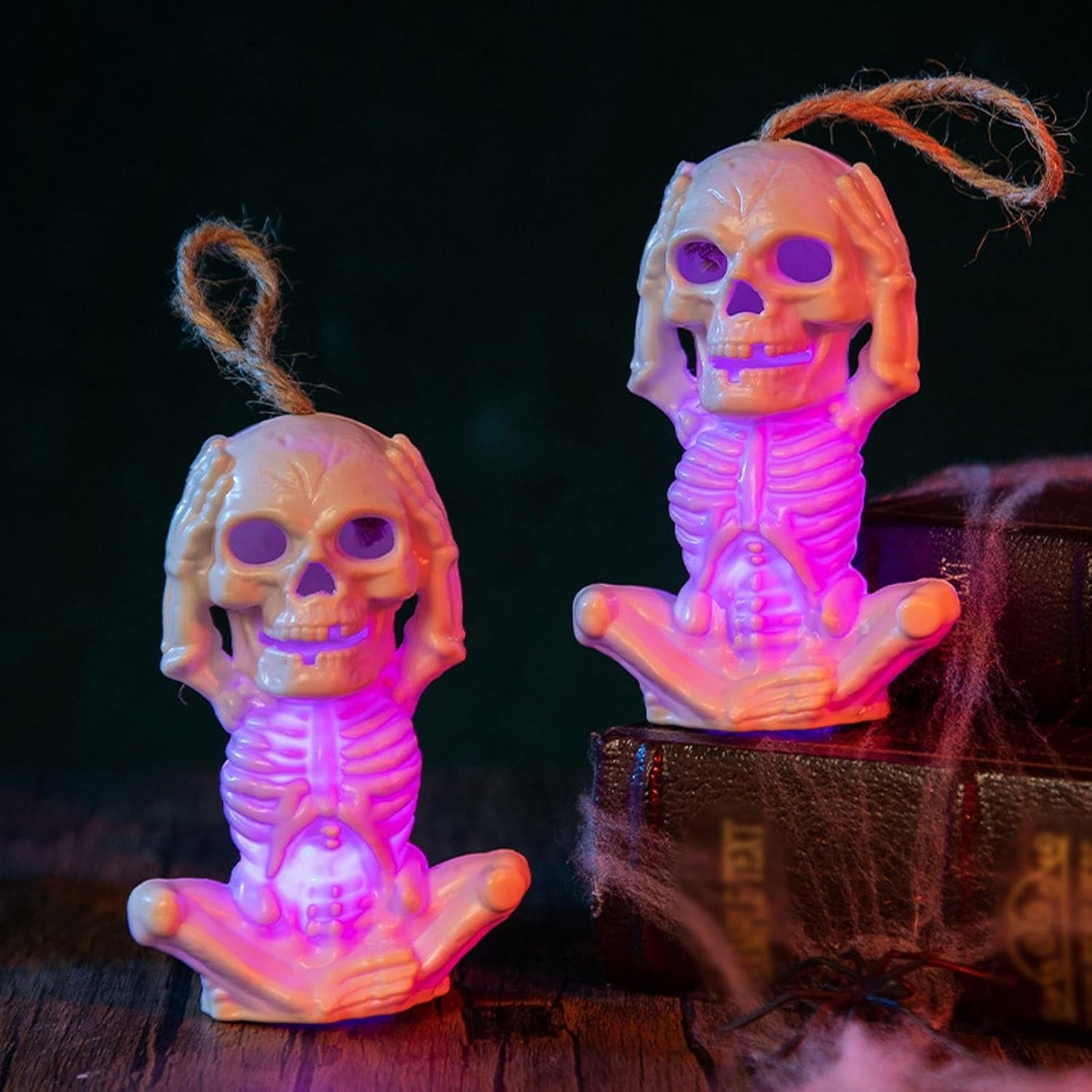 Lámpara Led Colores Esqueleto 3 Un. Decoración Halloween