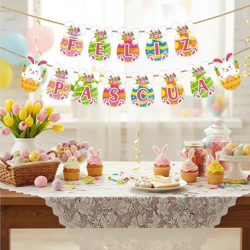 Guirnaldas Feliz Pascua Decorativa 5 Mts 13 Piezas Diseños