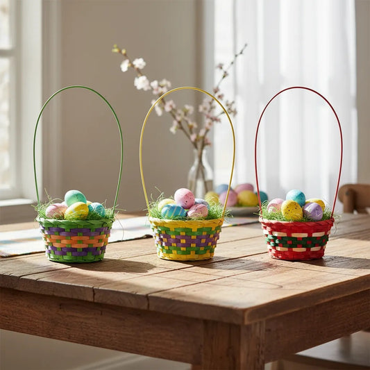 Canasta Para Huevos De Pascua Multicolores 32x17 Cm