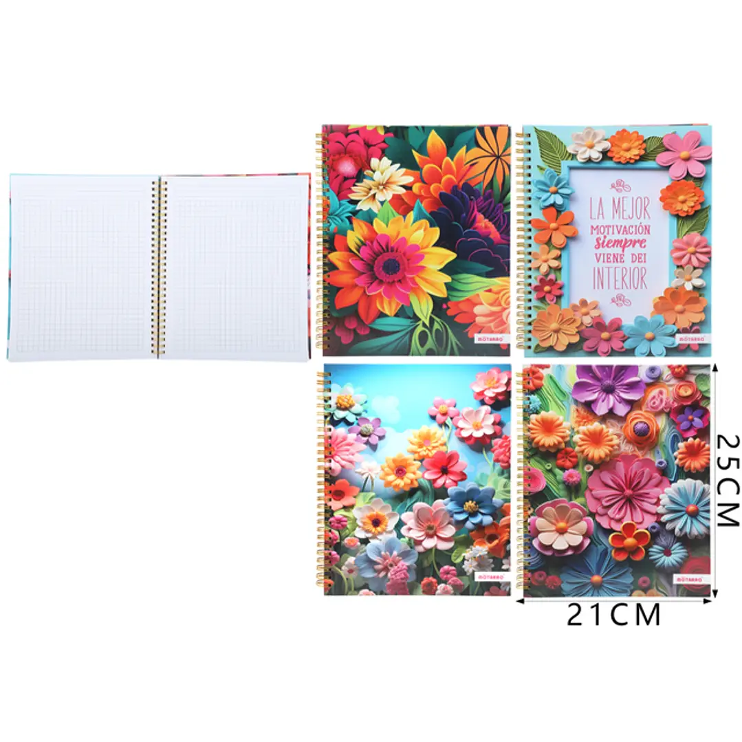 Cuaderno Universitario Floral 21x25 cm 100 hojas