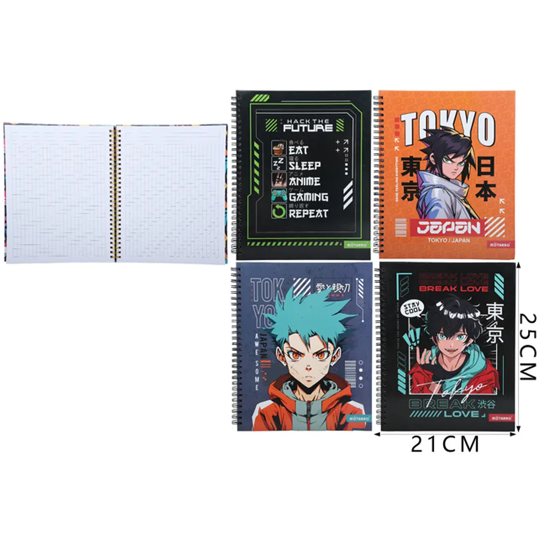Cuaderno Universitario Estilo Anime 21x25 cm 100 hojas