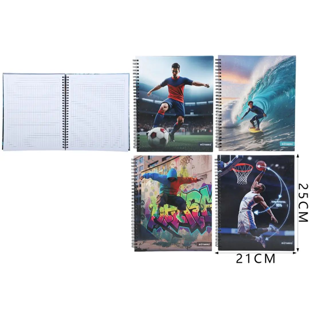 Cuaderno Universitario Deportes 21x25 cm 100 hojas