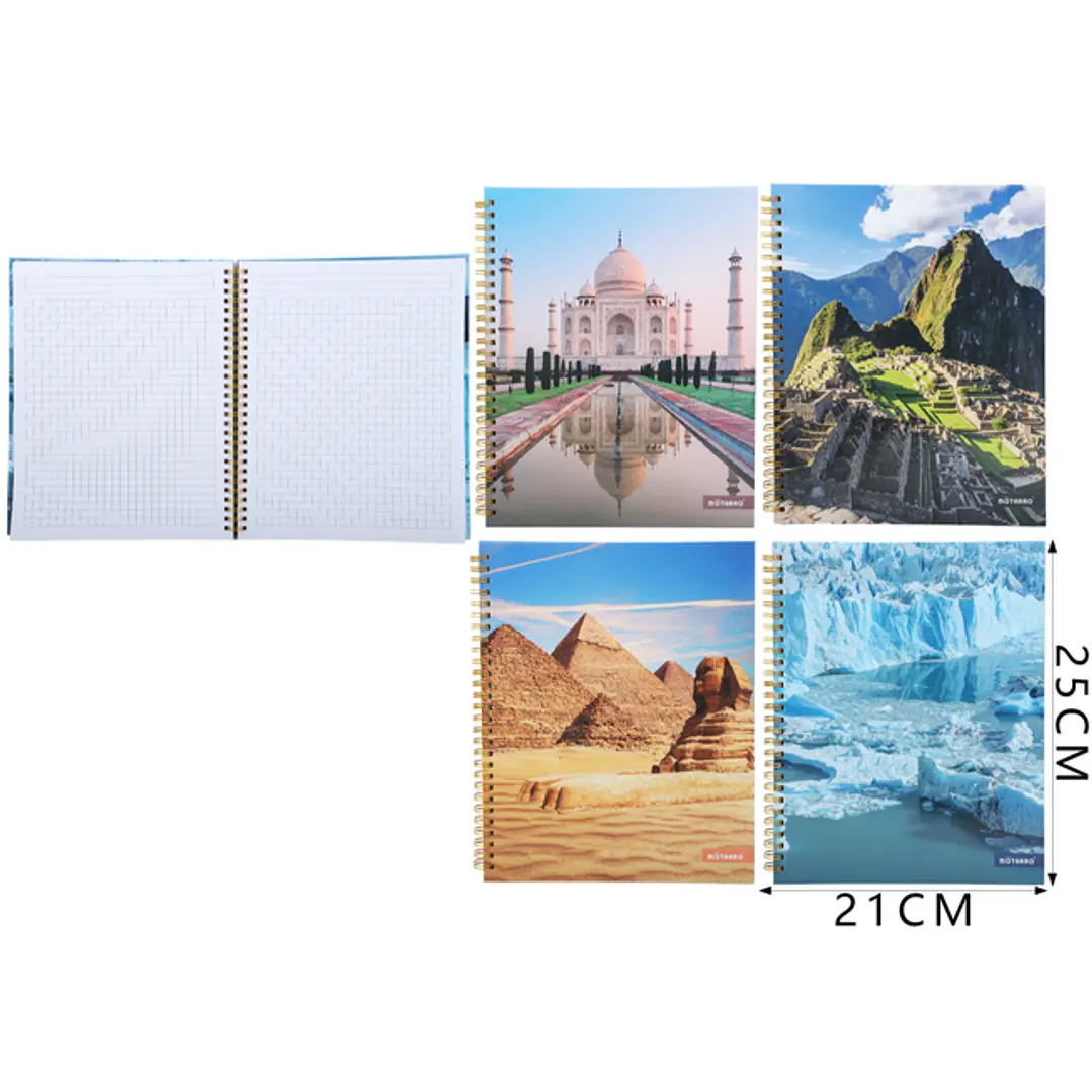 Cuaderno Universitario Maravillas del Mundo 21x25 cm 100 hojas