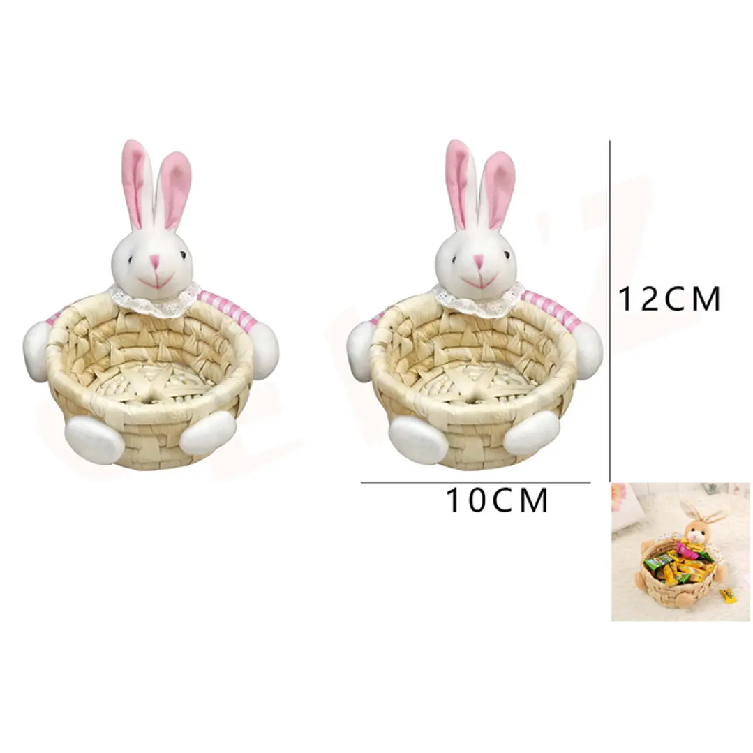 Canasto Para Huevos De Pascua Con Conejo 12x10 Cm