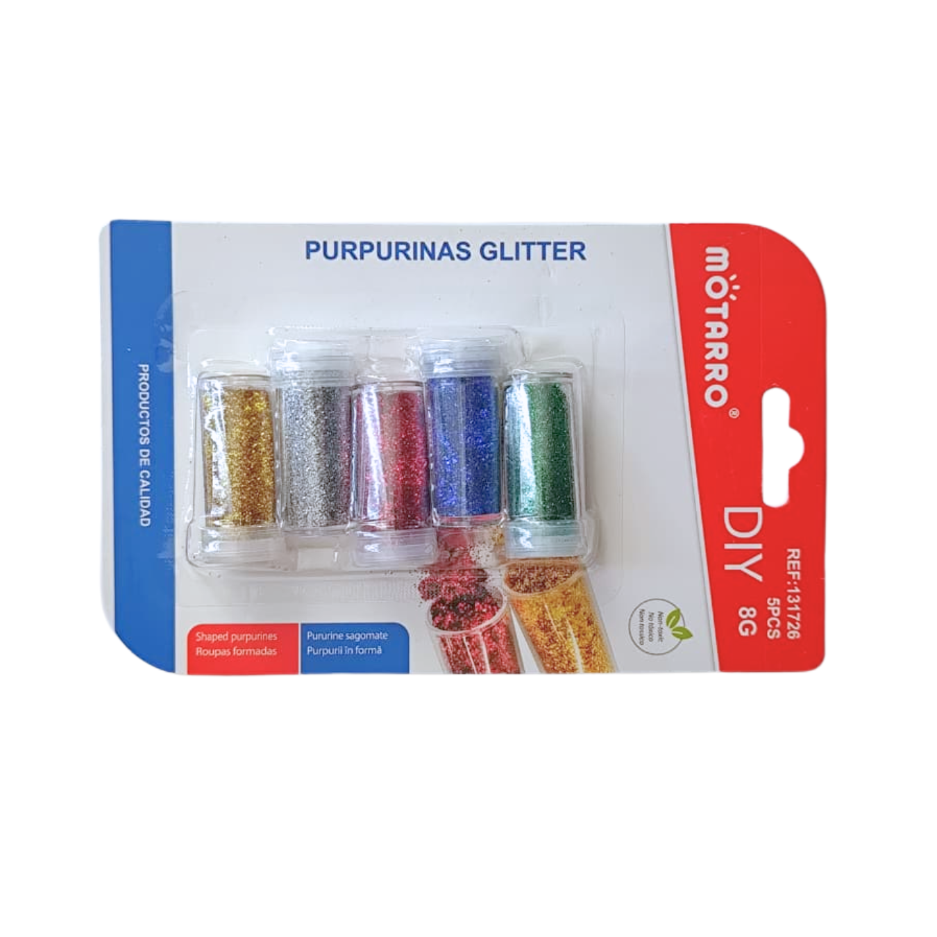 Polvo Brillantina Material Escolar 4,5x2 cm 8 grs. Colores Metálicos