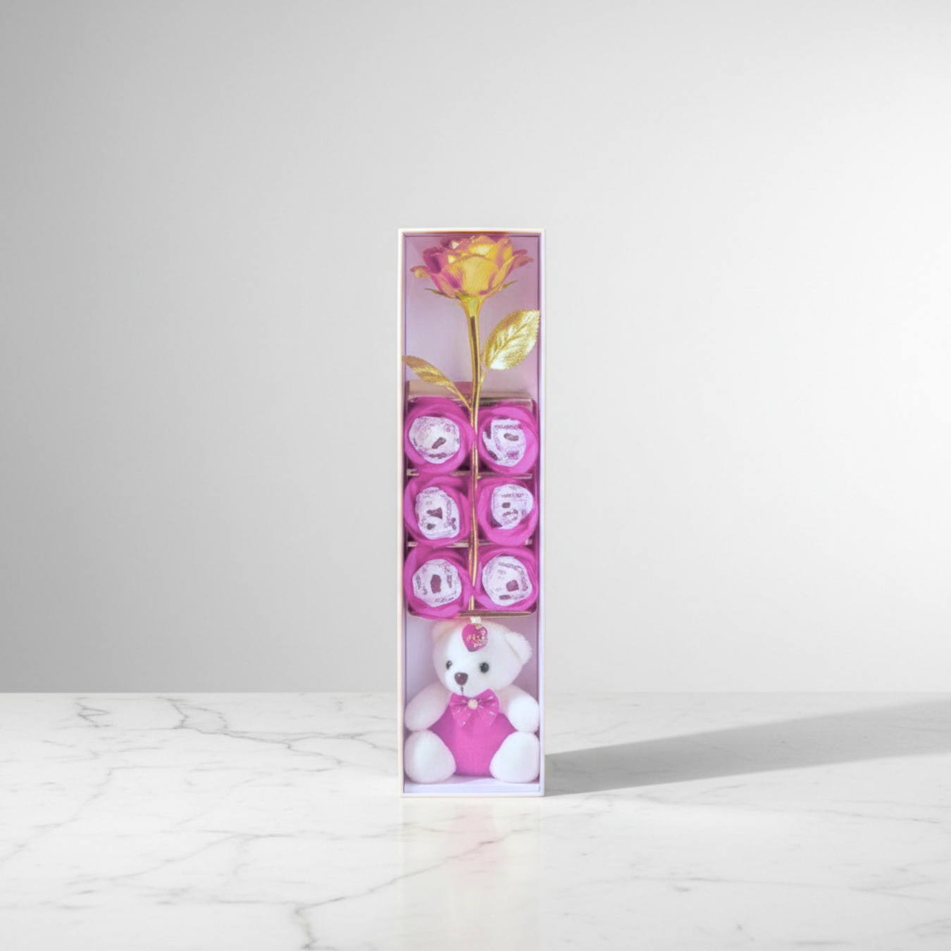Regalo Rosa Eterna + Peluche + Rosas De Jabón San Valentín