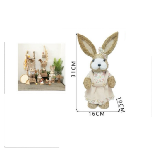 Adorno Coneja de Pascua Adorable Paja  31x16 cm