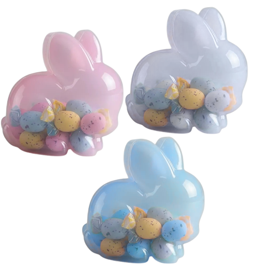 Pack 3 Cajas Plástico Conejo De Pascua Para Dulces Decorativo 8x7 Cm