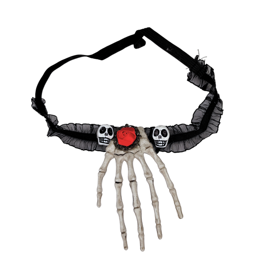 Collar Gótico Mano Calaveras con encaje