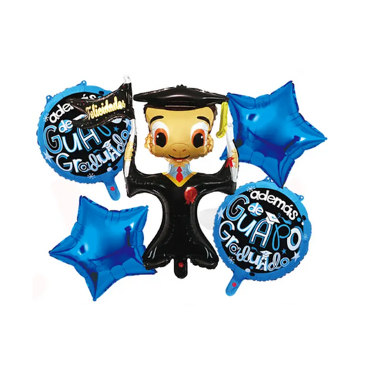 Set 5 globos foil Graduación Niño
