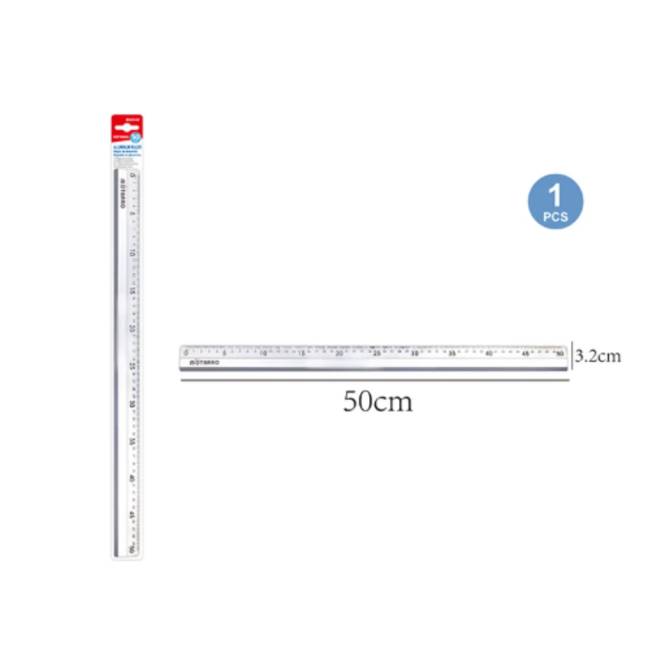 Regla de Aluminio 50 Cm Útil Escolar