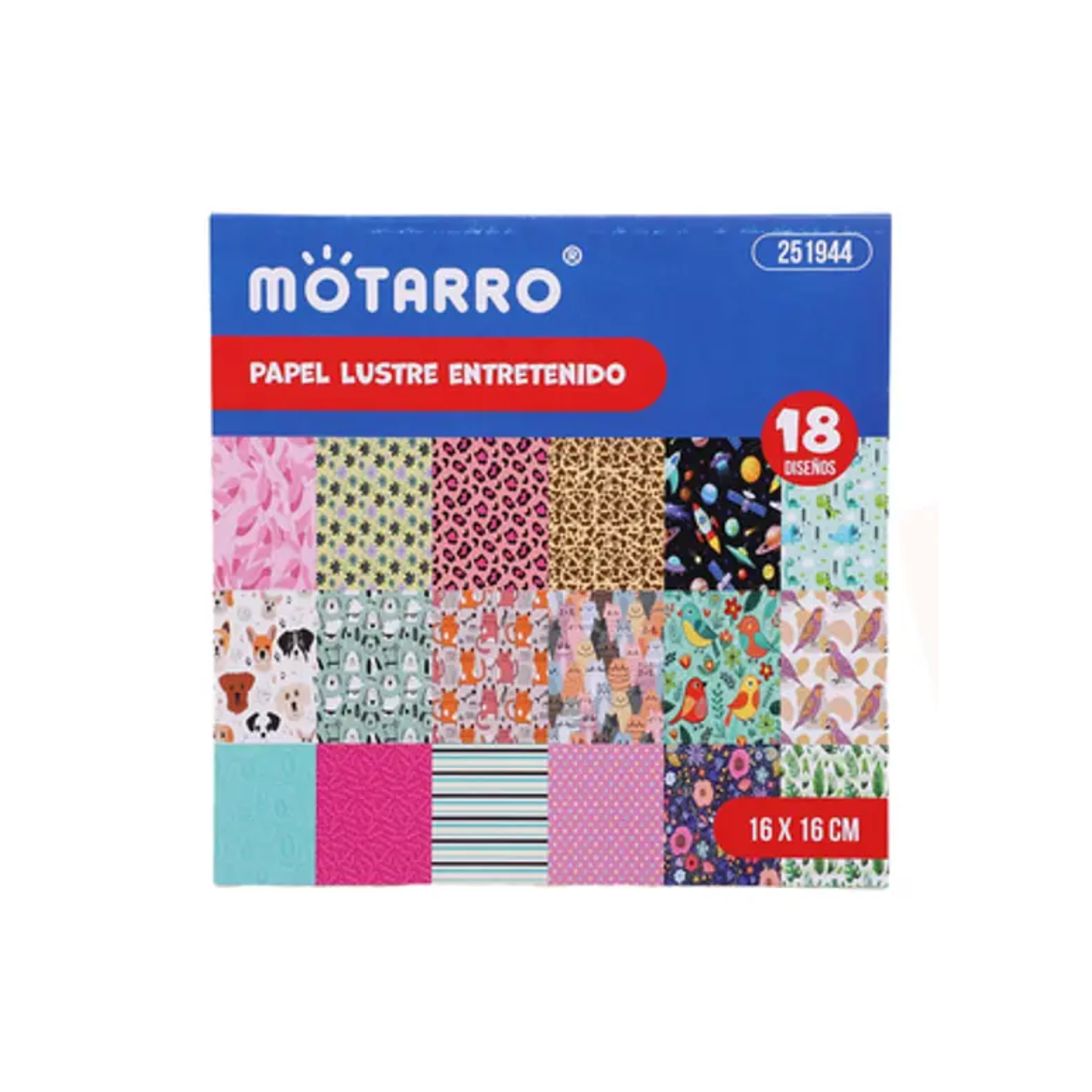 Papel Lustre Entretenido 18 diseños 16x16 cm