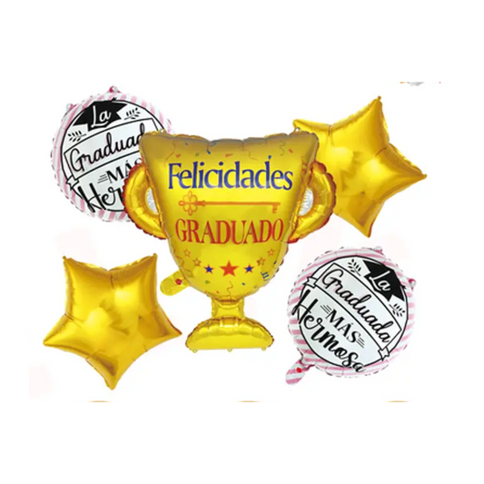 Set 5 globos foil La graduada más hermosa