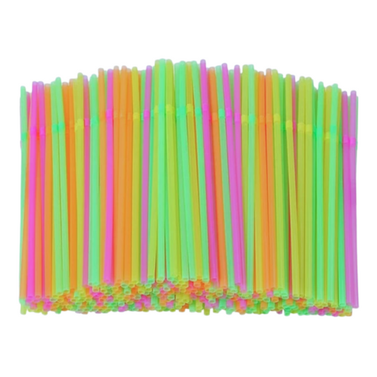 Bombillas Plásticas Multicolor Flúor  X100 Unidades